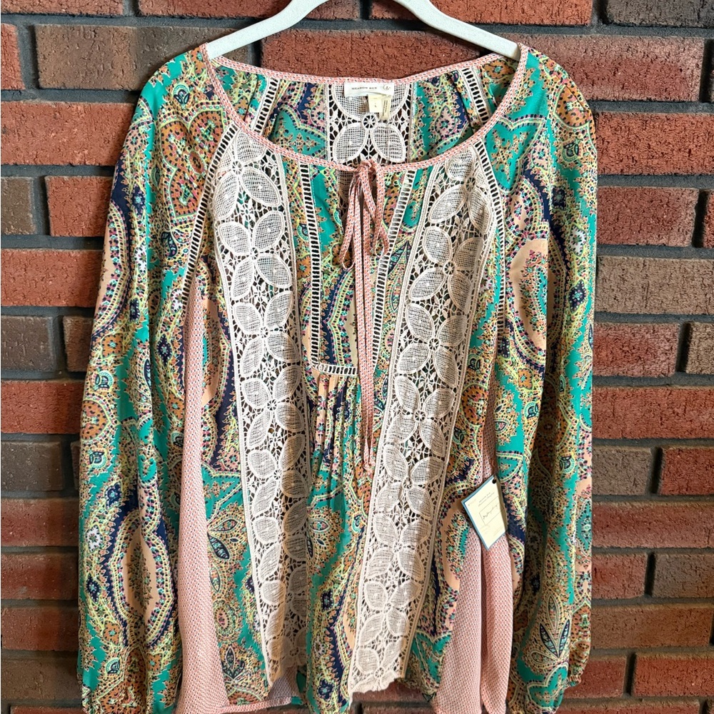 Anthropologie multicolor Printed Lace Blouse